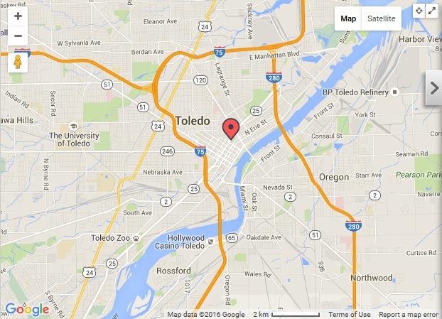 Map of Toledo, Ohio, USA