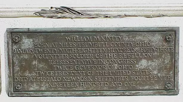 McKinley Memorial, Plaque 1