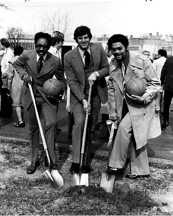 Groundbreaking for Centennial Hall, 1975.